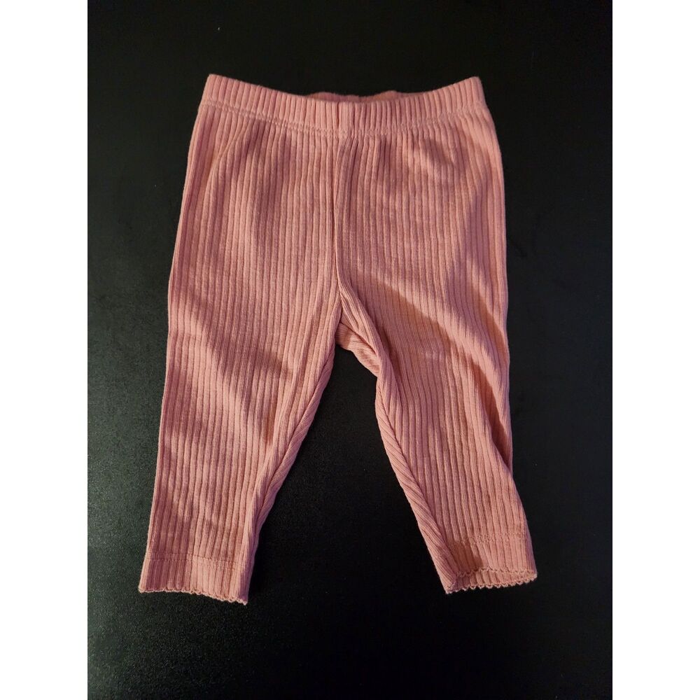 Carter's Baby Girl 3M Pink Ribbed Leggings Bunny Applique Pants